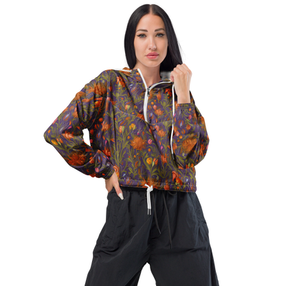 Women's Cropped Windbreaker - Botanical Nebula