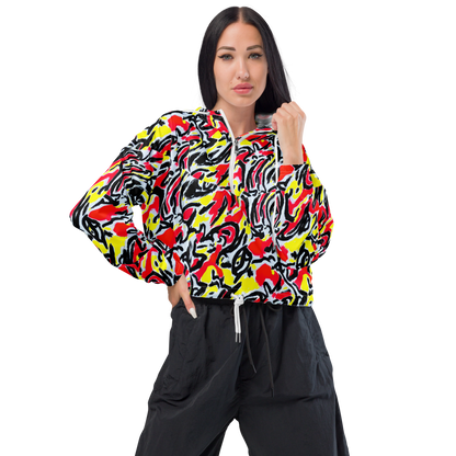 Women's Cropped Windbreaker - Cosmic Brushstrokes