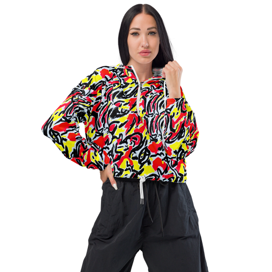 Women's Cropped Windbreaker - Cosmic Brushstrokes