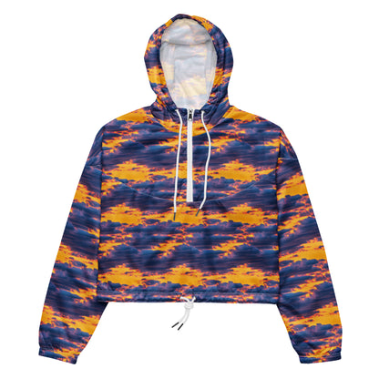 Women's Cropped Windbreaker - Aubergine Clouds