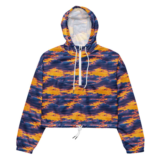 Women's Cropped Windbreaker - Aubergine Clouds