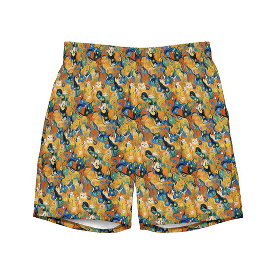 Swim Trunks - Whimsical Feline Dance
