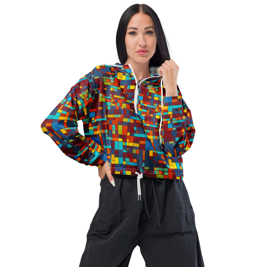 Women's Cropped Windbreaker - Astral Grid