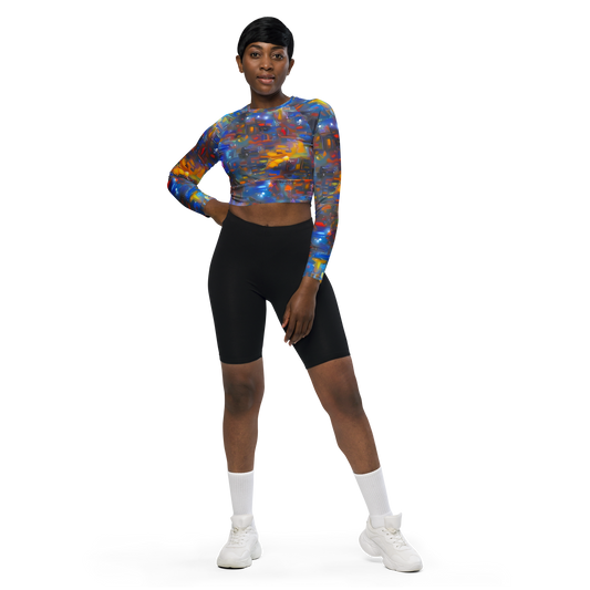 Long Sleeve Crop Top - Abstract Conflux