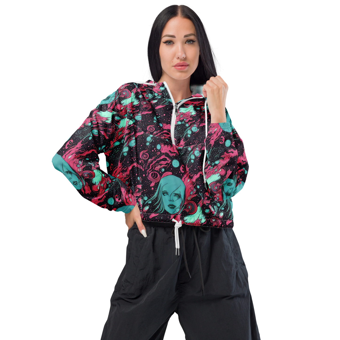 Women's Cropped Windbreaker - Spectral Dreamer