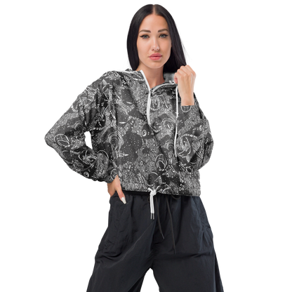 Women's Cropped Windbreaker - Shadow Reverie