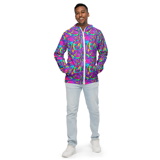 Men's Windbreaker - Neon Galaxy Whirl