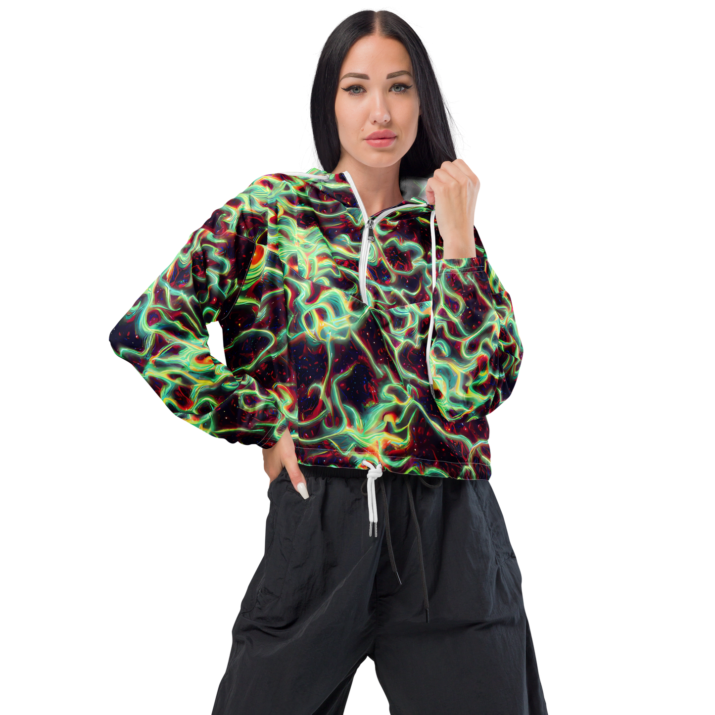 Women's Cropped Windbreaker - Chimeric Currents