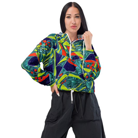 Women's Cropped Windbreaker - Harmonic Mirage