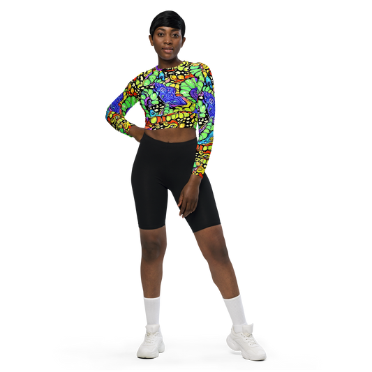 Long Sleeve Crop Top - Frostwork Fantasy