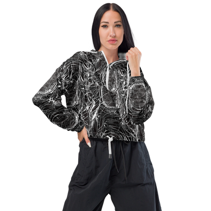 Women's Cropped Windbreaker - Nexus of Lines