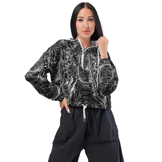 Women's Cropped Windbreaker - Nexus of Lines