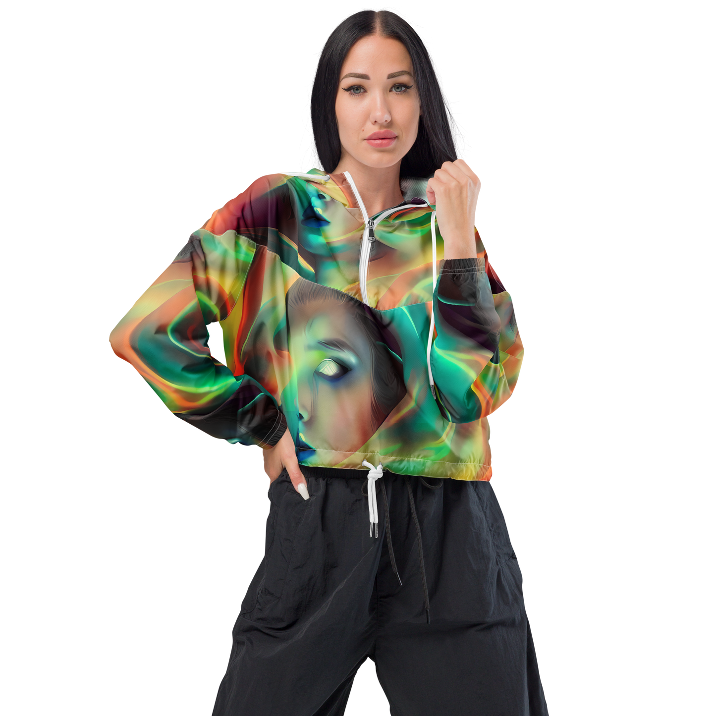 Women's Cropped Windbreaker - Soulfire Embrace