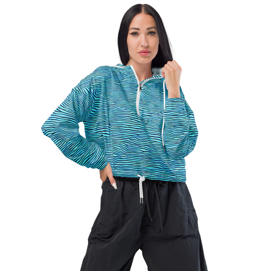 Women's Cropped Windbreaker - Aqua Drift