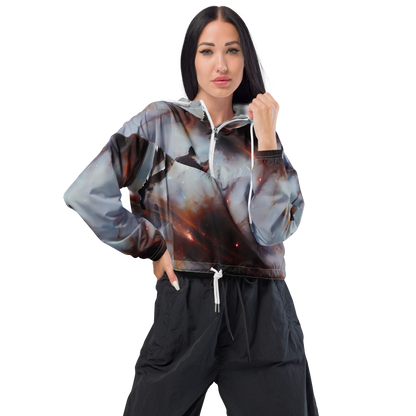 Women's Cropped Windbreaker - Impressionist Void