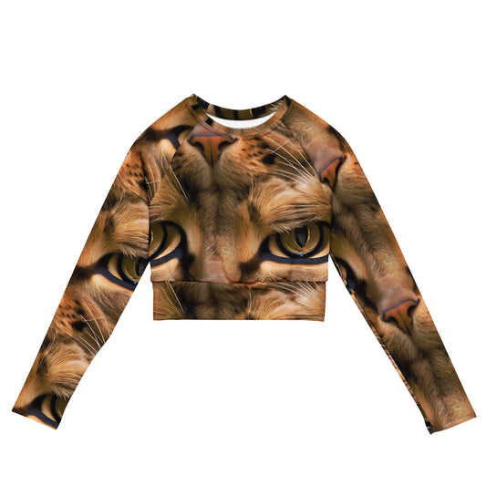 Long Sleeve Crop Top - Feline Whisper