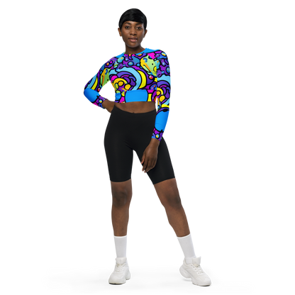 Long Sleeve Crop Top - Radiant Lagoon