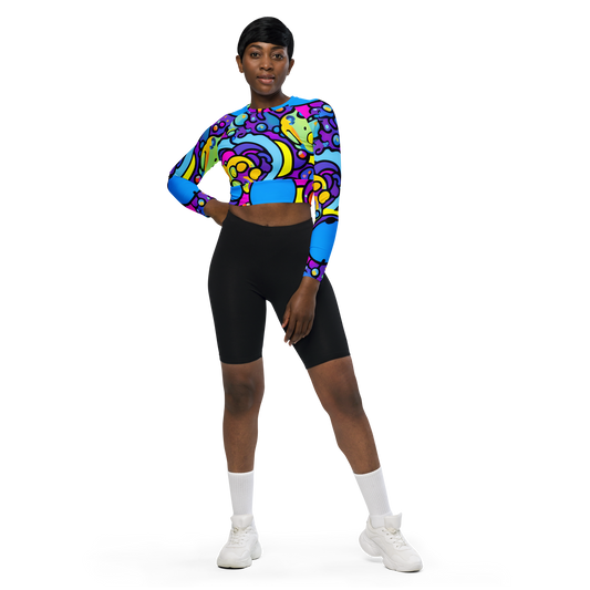 Long Sleeve Crop Top - Radiant Lagoon