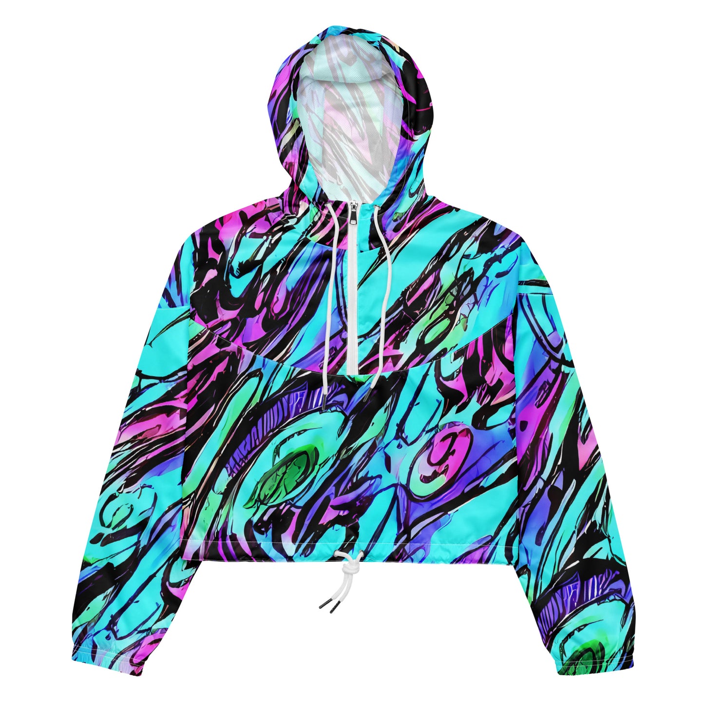 Women's Cropped Windbreaker - Gemstone Rush