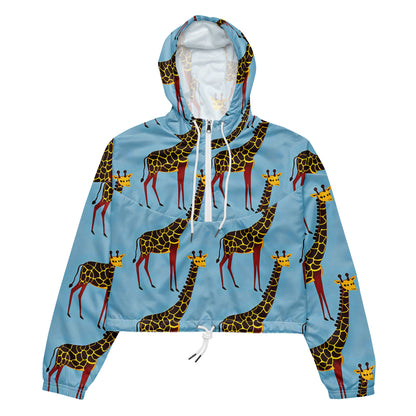 Women's Cropped Windbreaker - Giraffe Groove