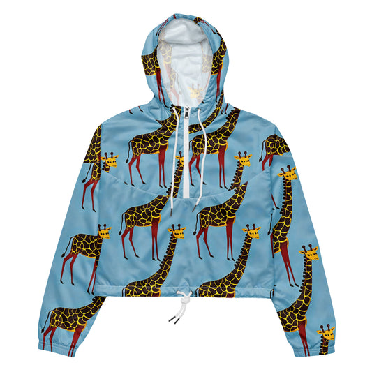 Women's Cropped Windbreaker - Giraffe Groove