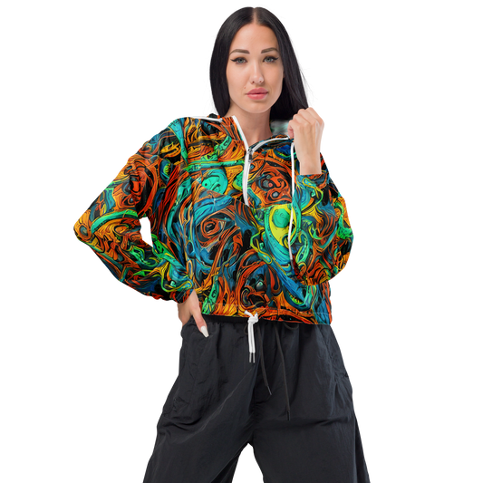 Women's Cropped Windbreaker - Flaming Mirage