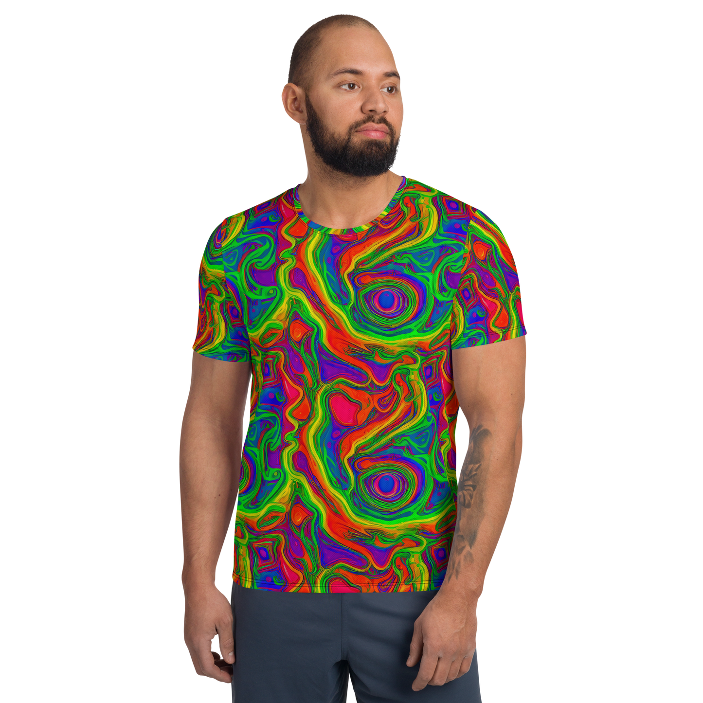 Men's Athletic T-Shirt - Psychedelic Waves