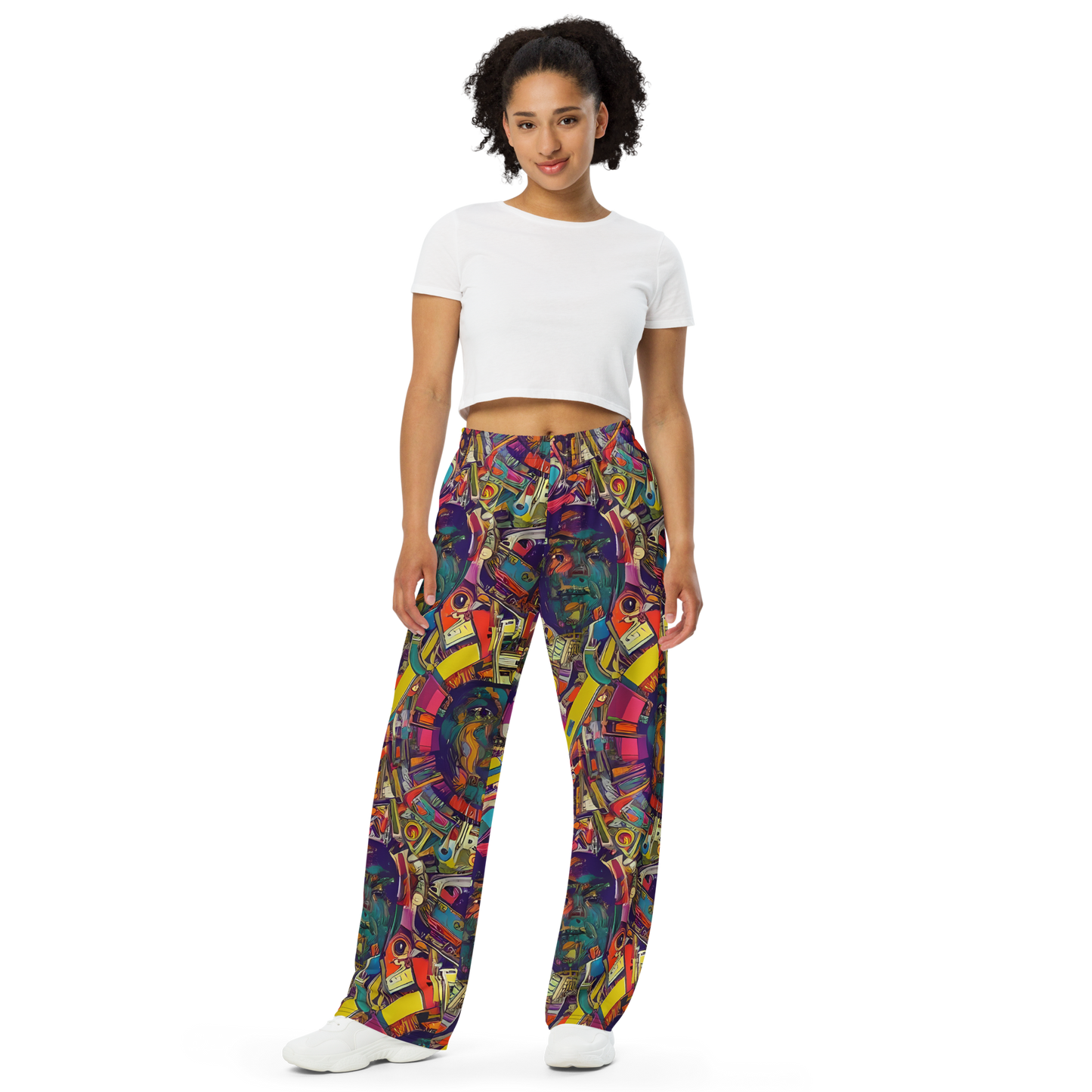 Wide-Leg Pants - Cosmic Collage