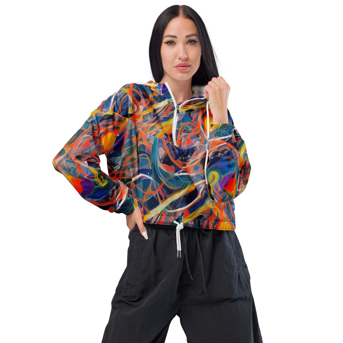 Women's Cropped Windbreaker - Vivid Tangle