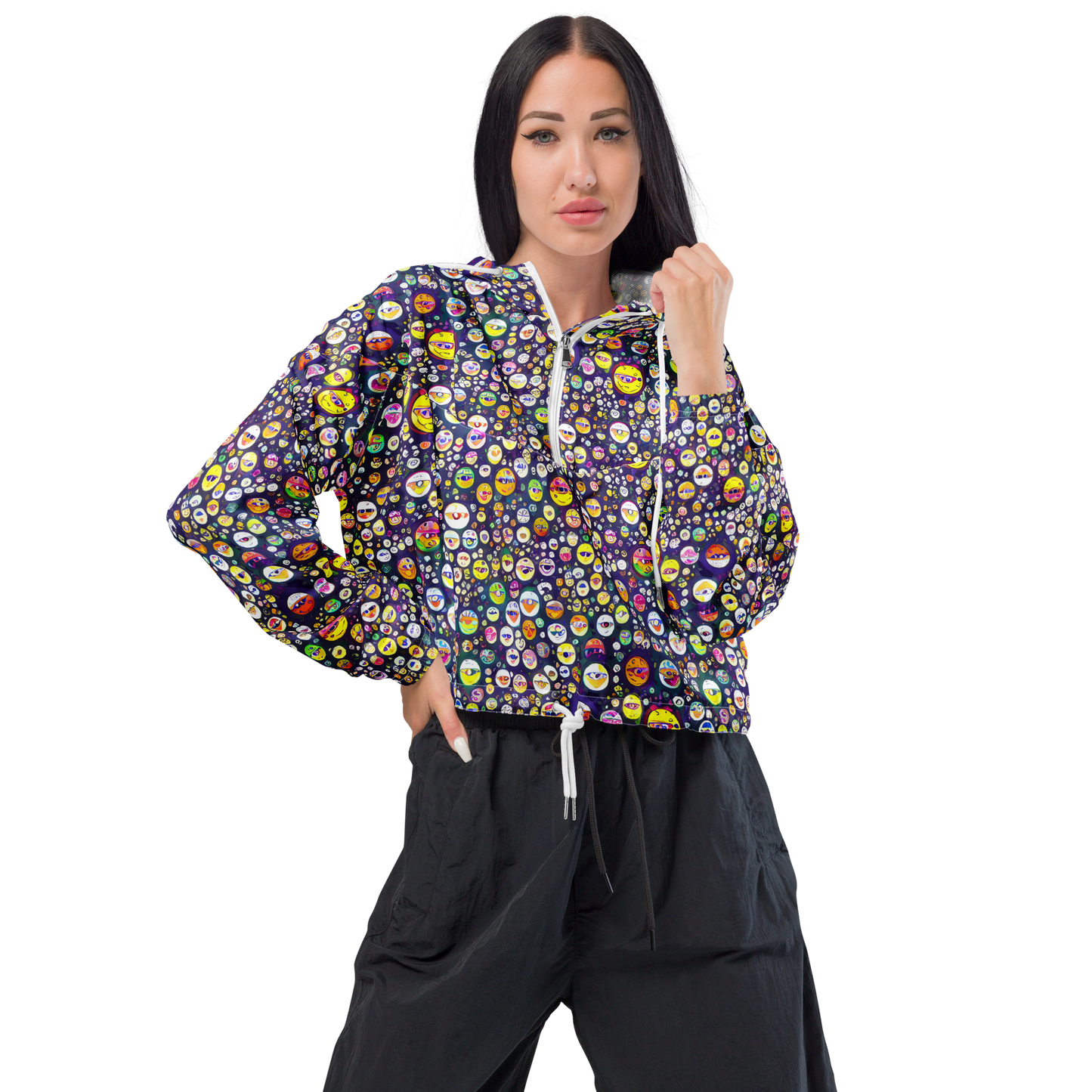 Women's Cropped Windbreaker - Whimsical Eyescape