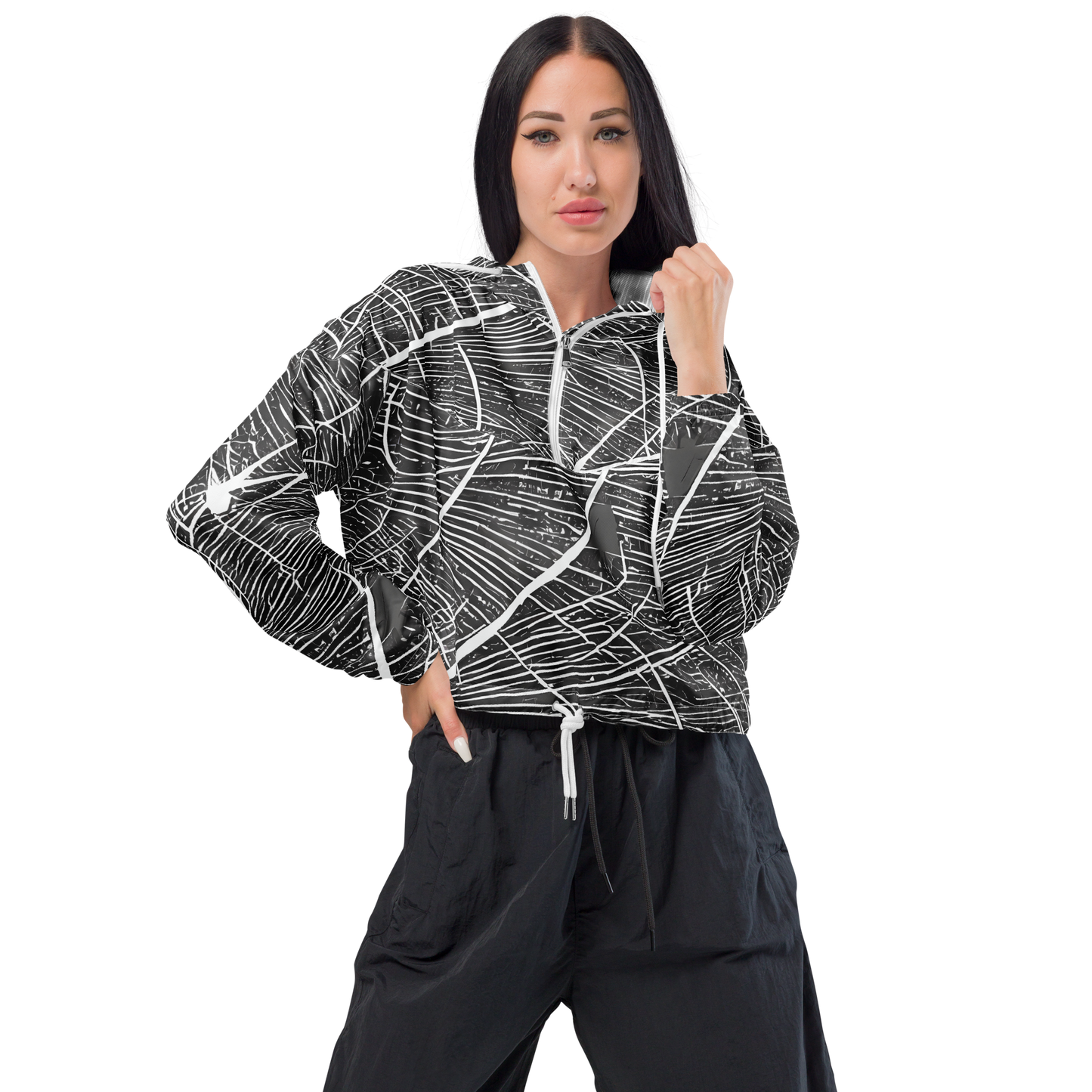 Women's Cropped Windbreaker - Silver Echo