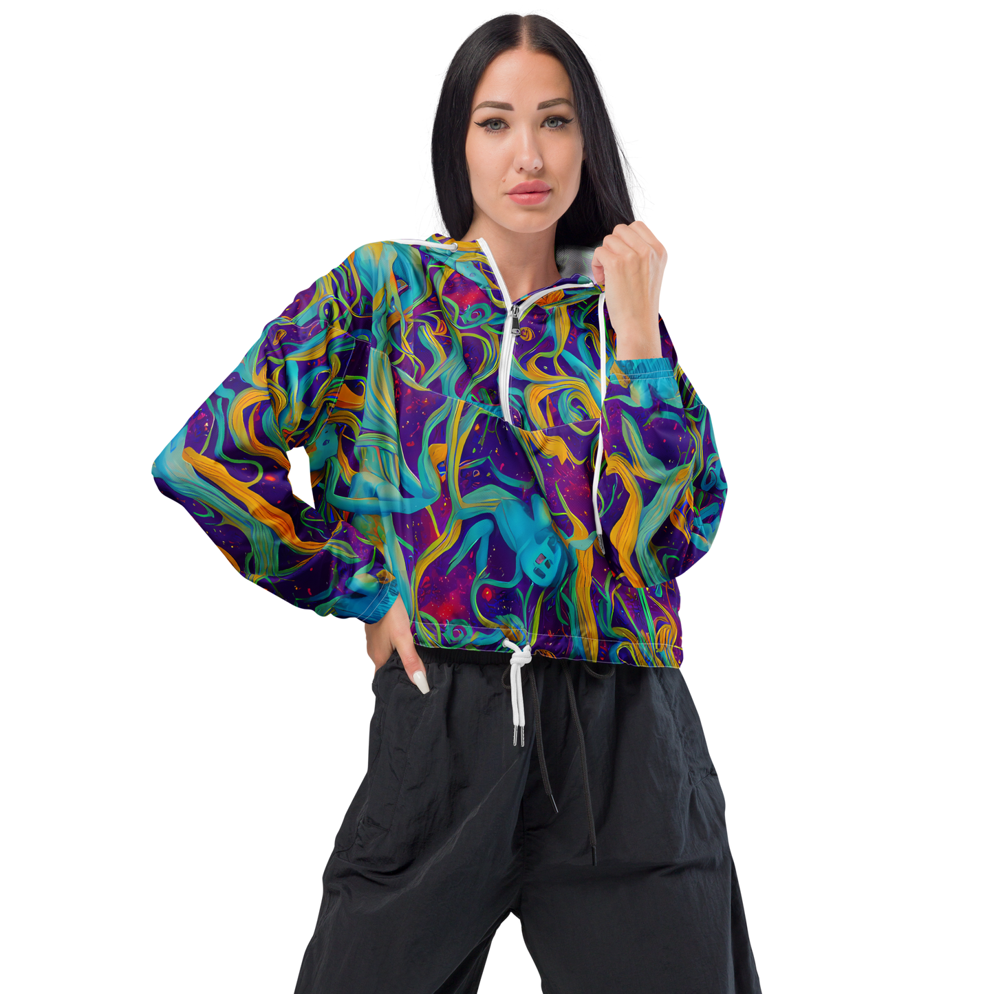 Women's Cropped Windbreaker - Etherial Entwine