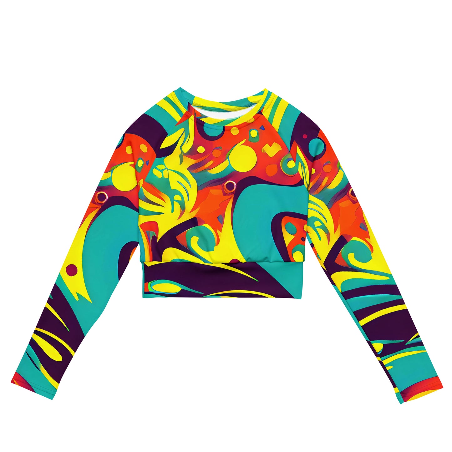 Long Sleeve Crop Top - Retro Ribbon