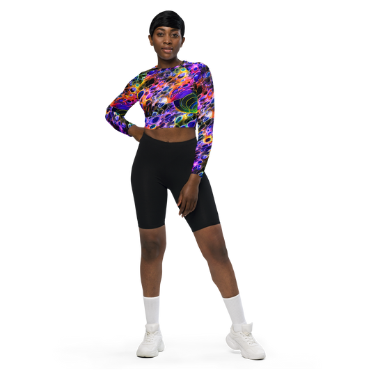 Long Sleeve Crop Top - Neon Orbits