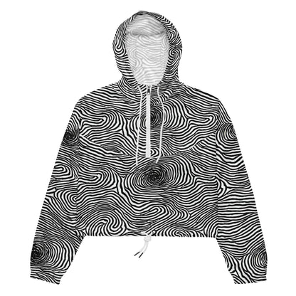 Women's Cropped Windbreaker - Black And White Rhapsody
