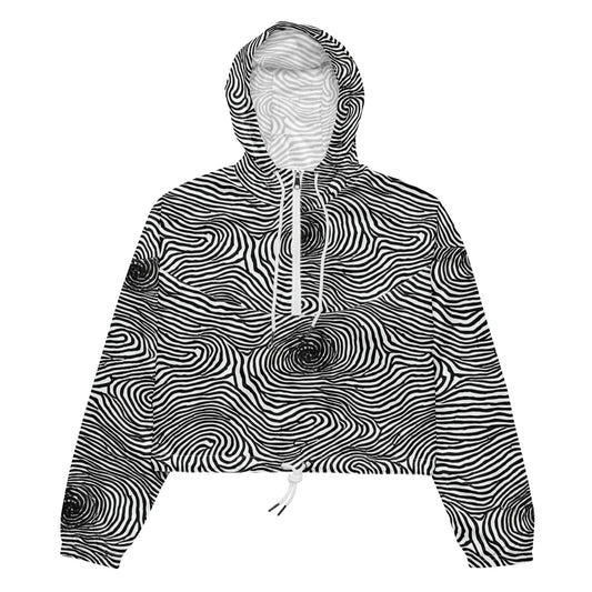 Women's Cropped Windbreaker - Black And White Rhapsody