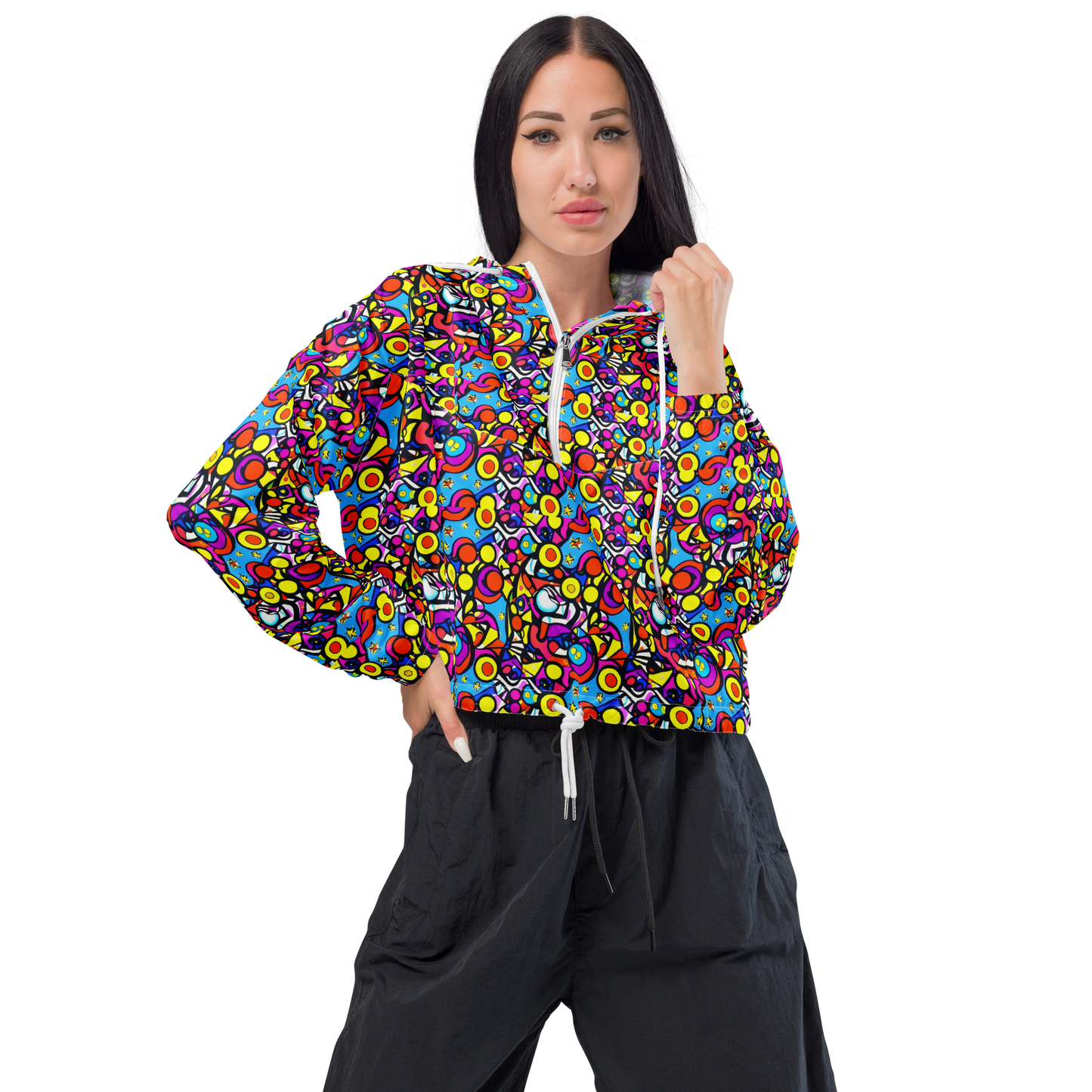 Women's Cropped Windbreaker - Stellar Circus