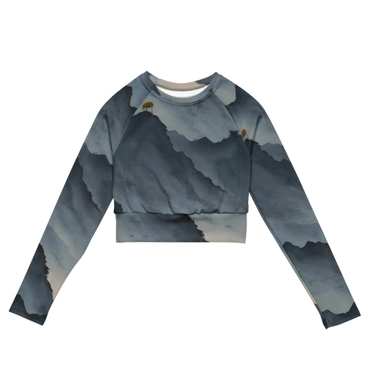 Long Sleeve Crop Top - Misty Mountain Harmony