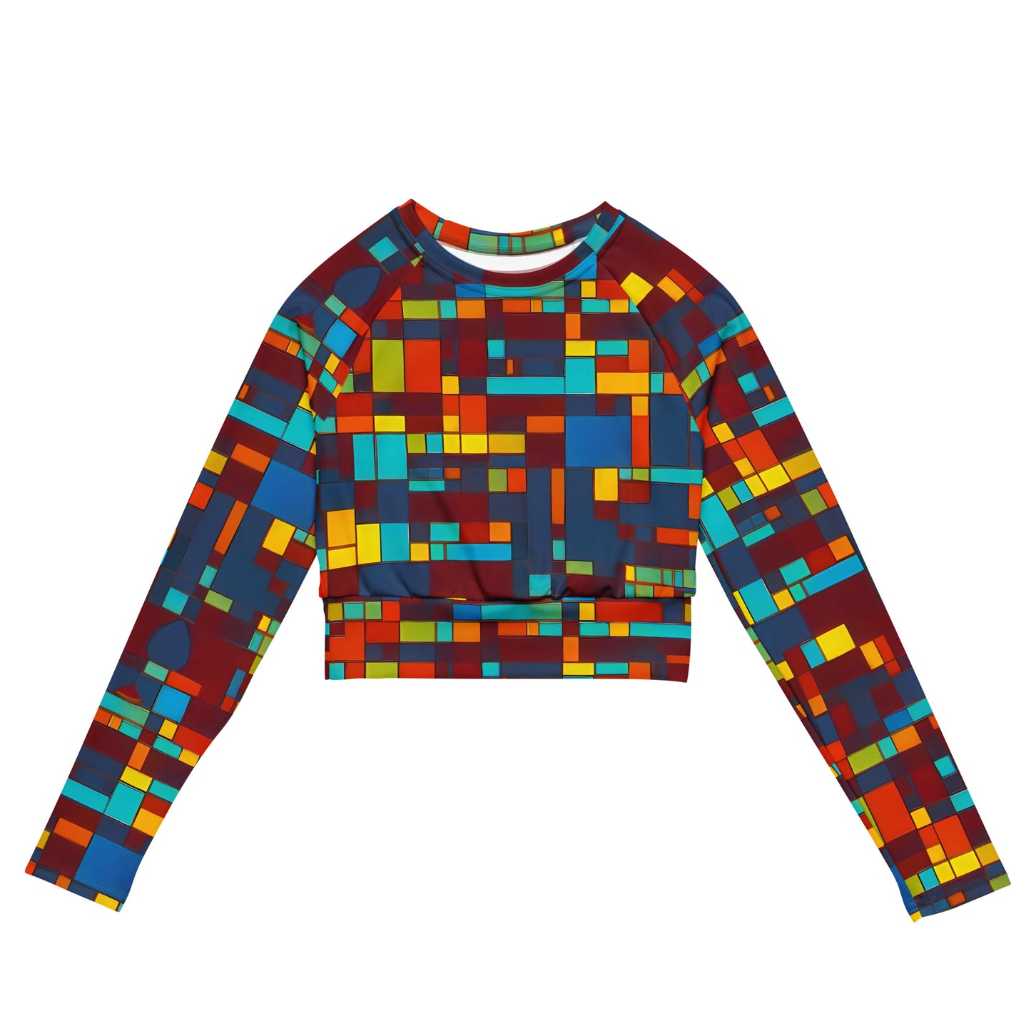 Long Sleeve Crop Top - Astral Grid