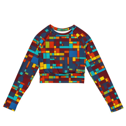 Long Sleeve Crop Top - Astral Grid