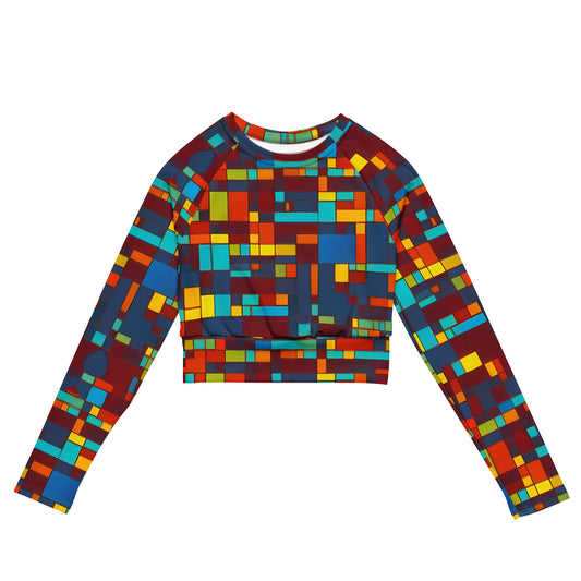 Long Sleeve Crop Top - Astral Grid