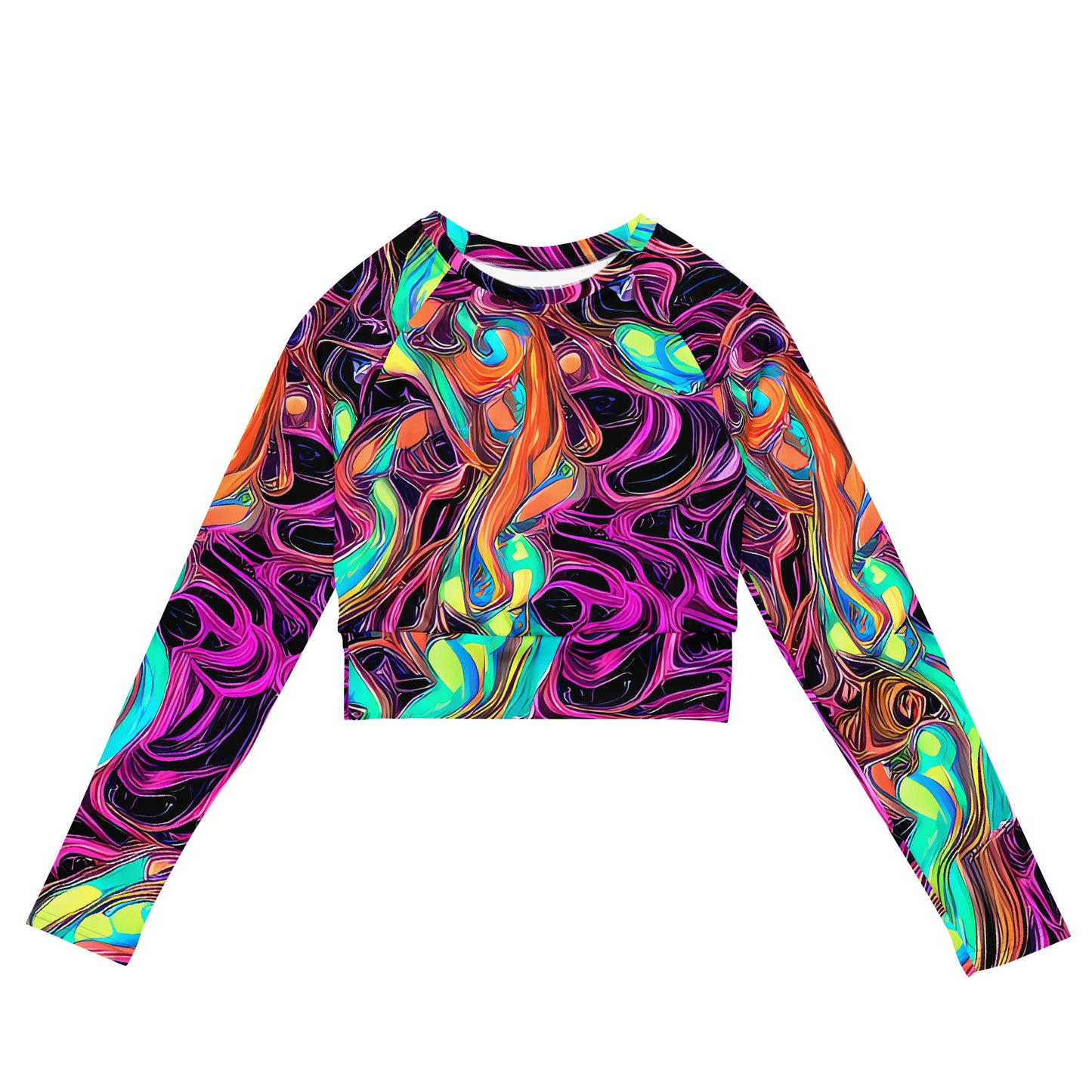 Long Sleeve Crop Top - Neon Drizzle