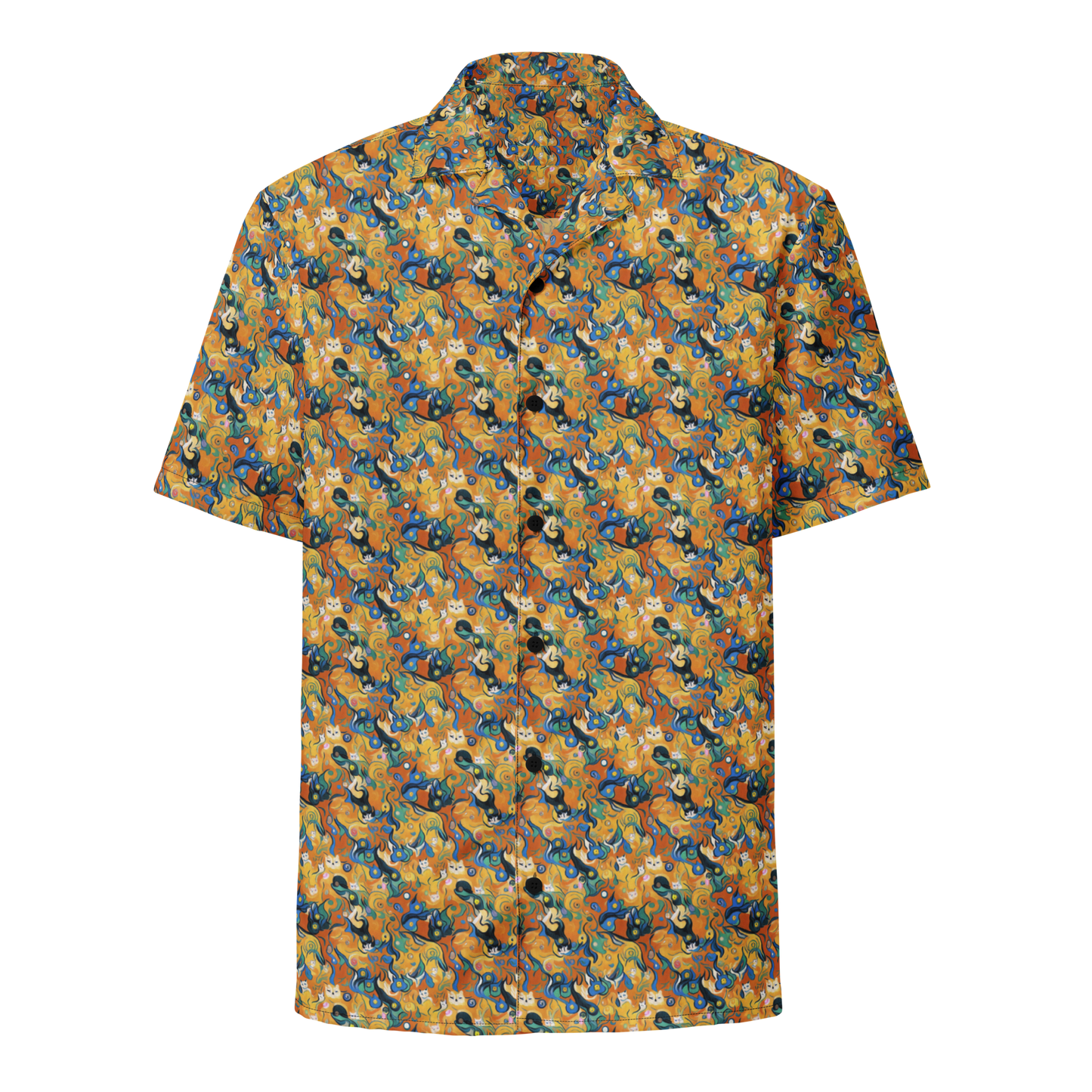 Button Shirt - Whimsical Feline Dance