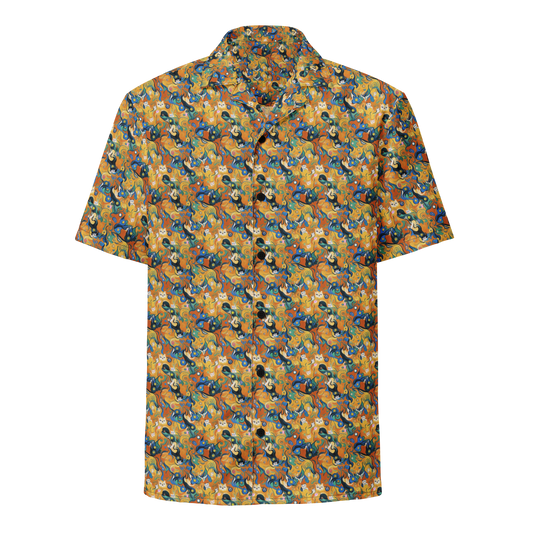 Button Shirt - Whimsical Feline Dance