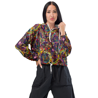 Women's Cropped Windbreaker - Cosmic Collage