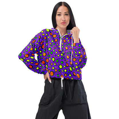 Women's Cropped Windbreaker - Luminous Bubbles