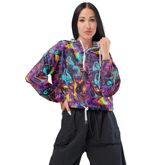 Women's Cropped Windbreaker - Hutty Nebula