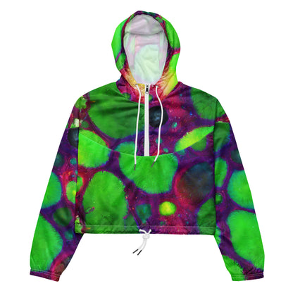 Women's Cropped Windbreaker - Acid Raindrops