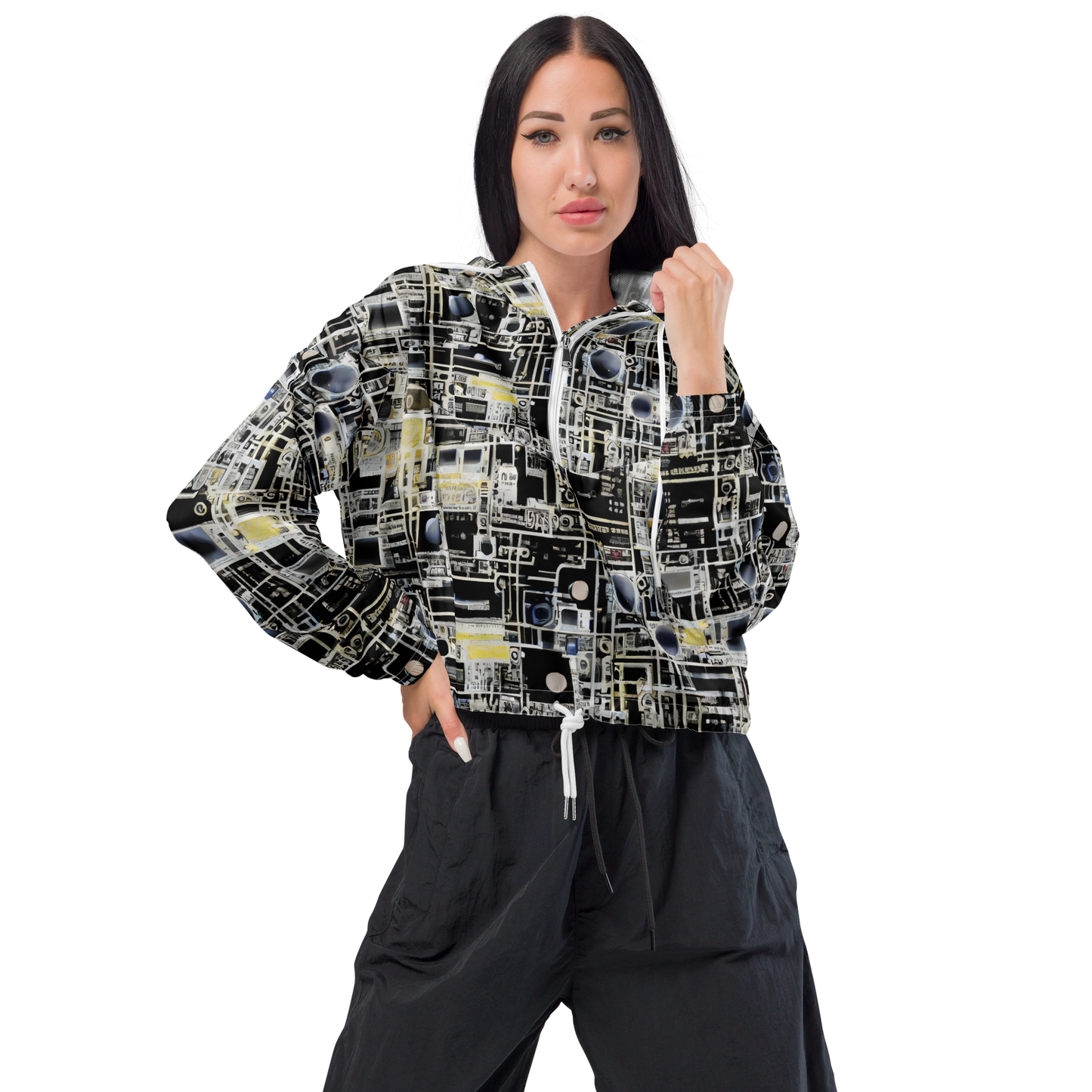 Women's Cropped Windbreaker - High Contrast, As A Texture, David Eugene Henry, Grace English