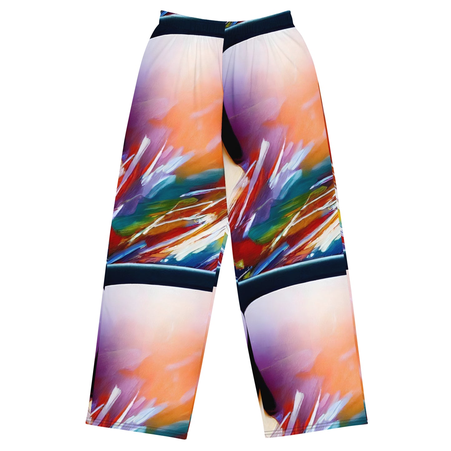 Wide-Leg Pants - Brushstroke Symphony